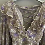 Revolve Saints + Secrets Lilac Floral Deep V Neck Long Sleeve Dress NEW Photo 4