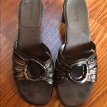 Liz Claiborne  Bronze Color Leather Mules Photo 4
