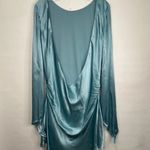 Meshki  Davina Powder Blue Satin Long Sleeve Mini Dress Photo 1