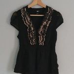 H&M  Ruffle Collared Short Sleeve Shirt Size Small Photo 0