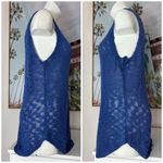 RD Style  Blue Knit Mesh Semi Sheer Sleeveless Tank Top Vest Curve Hem Size Large Photo 3