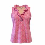 Lulu B Ruffle Neck Sleeveless Top Size XS Pink Dots NWT Coquette Cottagecore Photo 1