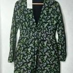 ZARA  Textured Weave Floral Mini Black Cottagecore Dress Medium Photo 1