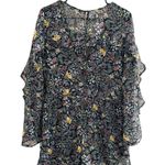 EXPRESS black floral chiffon ruffle flutter sleeve short 3/4 spring romper Photo 2