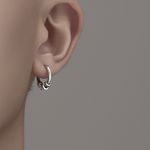 Small silver hoop earrings for men women fashion unisex style streetwear Photo 4