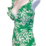 Profile  modern white and green tropical floral design one piece! New Photo 4