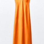 ZARA dress maxi midi hot orange satin effect wedding party cocktail Photo 9