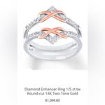 14K white gold, rose gold, diamond ring enhancer /open work ring, *size 6, 3.8g Photo 1