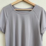 Lululemon Heathered Lavender Grey Purple Open Up Tie Back Short Sleeve Tee Photo 4