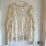 Catherine Malandrino  Ivory Foral Mesh Ruffle Blouse Long Sleeve Peasant Sz XL Photo 2