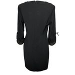 Chelsea28 Size M Black Mini Sheath Dress Bateau Neck 3/4 Accent Sleeves New Photo 2