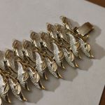 Amerique Two Tone Gold Silver Leaf Motif Vintage Bracelet Clip On Earrings Set Photo 13