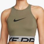 Nike Olive Green Sports Tank Womens- Pro Graphic Cropped Athletic Training Tank Photo 0