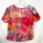 J.Crew Size 6 Top Handmade Tie Dye Embroidered Linen Pink Preppy Boho 1092 Photo 2