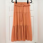 Rachel Zoe  Tiered Matte Satin Midi Skirt Boho Tangerine Orange sz XS Photo 1