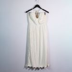 Lovers And Friends Benni Satin Pleated Halter Neck Ruffle Hem Midi Dress Ivory M Photo 0