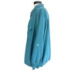 Vtg Y2K Park Central Brushed Silk Button Up Roll Tab Teal Top Size XXL Safari Blue Photo 3