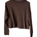 Gaze Sweater Y2k Small Brown Ribbed Knit Turtleneck Long Sleeve Cropped Top Photo 0