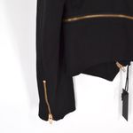 BLANK NYC NEW Psychopath Ponte Knit Zip Moto Jacket Black Rosegold Women's L Photo 5