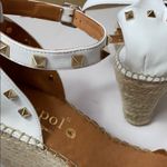 Maypol  Anthro white leather studded espadrille wedges Photo 2
