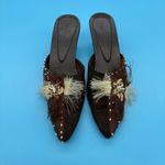 Foratempo Vintage Embellished Brown Women's Slides with Kitten Heels Size 36/5.5 Photo 1