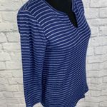 Joe Fresh stripe v-cut 3/4 sleeve top blue sz LG women Photo 3