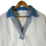 Altar'd State Altar’d State Colorblock Striped Collar Pullover Top Womens S White Blue Preppy Photo 2