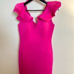 Eliza J Scuba V-Neck Ruffled Cap Sleeve Sheath Dress in Pink Size US 8 Photo 2