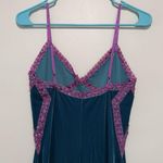 Betsey Johnson Betsy Johnson Vintage Y2K Green Velvet Slip Dress Purple Lace Sequin Trim Size 2 Photo 6