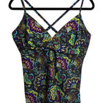Athleta  Tankini Top Womens 38DD/DDD Multi Paisley Floral Montego Cross Straps Photo 0
