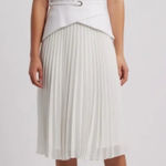 Julia Jordan  Mixed Media Pleated Skirt Midi Dress Ivory 10 Photo 0