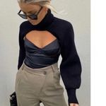 ZARA  Black Satin Bustier Bodysuit Halter Neck Corset Style XS Photo 2