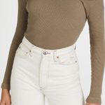 Citizens of Humanity Wren Ribbed Off the Shoulder Tee Cypress Long Sleeve Top M Photo 8