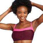 Kona Sol Burgundy Pink Colorblock Square Neck Bandeau Swim Top Size Medium NWT Photo 3