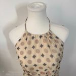 Glam  Dress Women L Cream Geometric Halter 100% Silk Scarf Maxi Vintage Y2K Party Photo 5