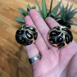 Vintage 80s Black Enamel Domed Clip Photo 1