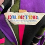 Vintage 70s Striped V Neck Long Sleeve Blouse Jacket Medium Purple Photo 5