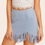 SheIn suede light blue fringe skirt Photo 0