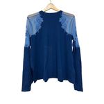 Free People Women M top blue Daniella embroidered long sleeves illusion shirt Photo 1