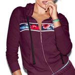 Vintage Y2k 1990's PINK Burgandy Floral Dog Long Sleeve Full Zip Hoodie Medium Purple Photo 0