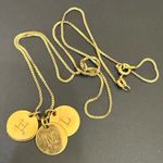 925 Gold Over Silver Vermeil Round Disc Initials 'H' ‘M’ & ‘L’ 18” Necklace 4g. Photo 2