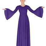 Eurotard Princess Seam Praise Worship Dance Dress 3X Bell Sleeves #13814 Purple Photo 0