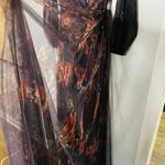 Marchesa Notte Dark Purple Sheer Rose Floral Plunging V Photo 5