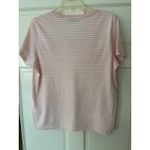 Ralph Lauren Polo  Striped V Neck T Shirt Womens XL Peach White Logo Tee Photo 3