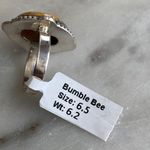 NEW Bumble Bee Jasper Beaded Sterling Silver Ring Size 6.5 / 7 Yellow Photo 2
