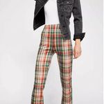Free People Womens Pants Red Clean Crop Flare Plaid Hi Rise Tartan Trouser 2XS Photo 0