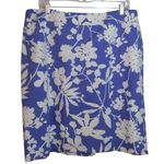 Brooks Brothers ”346” Lined Cotton Blue & White Knee Length Floral Skirt Size 16 Photo 0