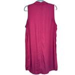 SO  Burgundy Lace-Up Collared Sleeveless Dress Photo 4