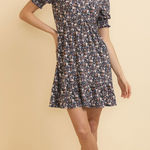 Luxology  ~ Women's S Dress ~ Short Sleeves/V Neck/Pull Over/Pink & Cream Flower Photo 0