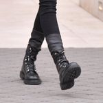 $1090 NEW RtA WOMEN BLACK COMBAT BOOTS SZ 37 / 7 Photo 0